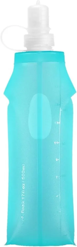 Folding Portable Bucket 250/500ml TPU Portable Sport Folding Flask Outdoor Running Climbing Camping Collapsible Bag (Color : 500ML Blue)