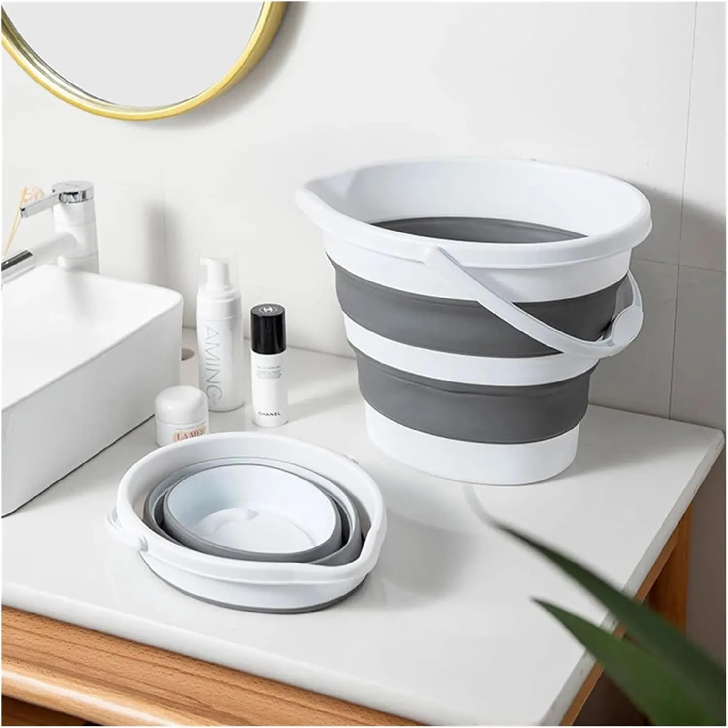 Folding Portable Bucket 5/10/15L Collapsible Bucket Folding ABS Household Cleaning Bucket Outdoor Portable Camping Gardening Fishing (Color : 5L)