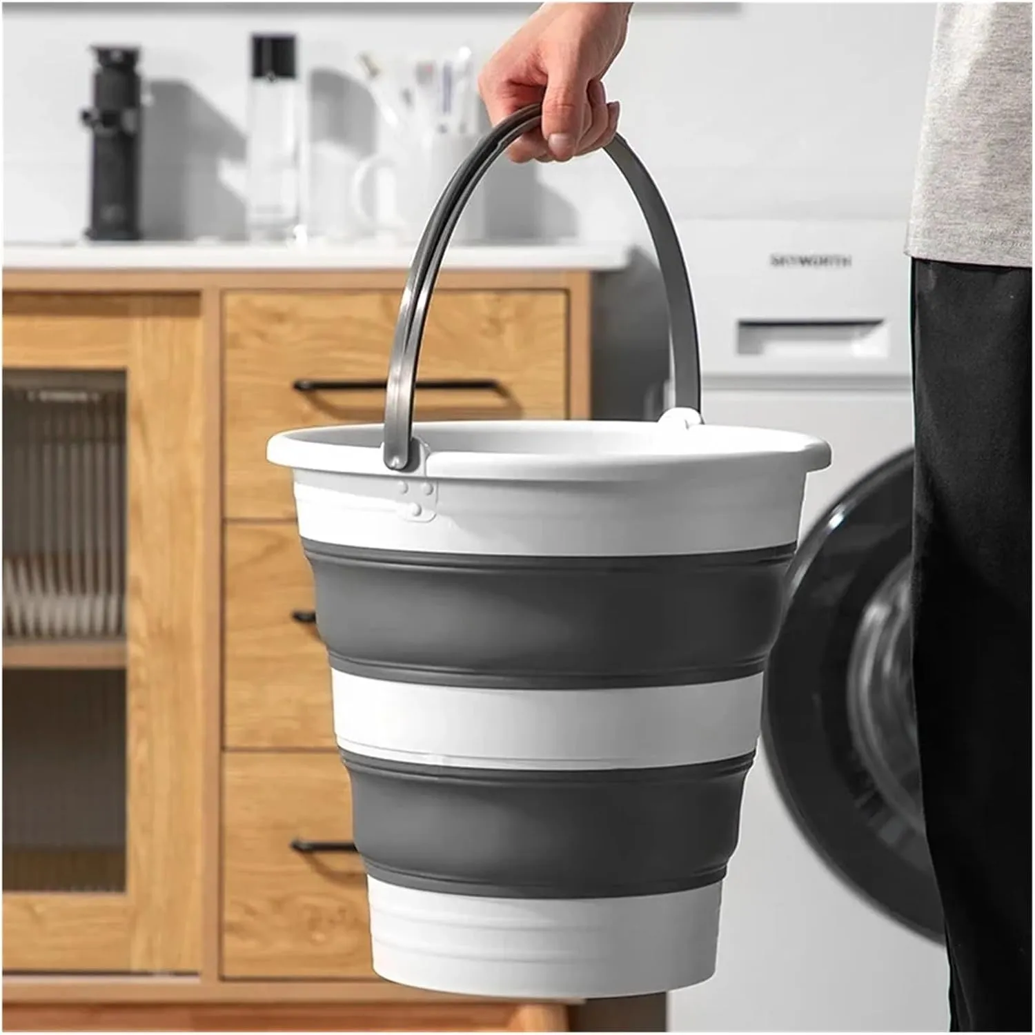 Folding Portable Bucket 5/10/15L Collapsible Bucket Folding ABS Household Cleaning Tools Outdoor Portable Camping Gardening (Color : 15L)