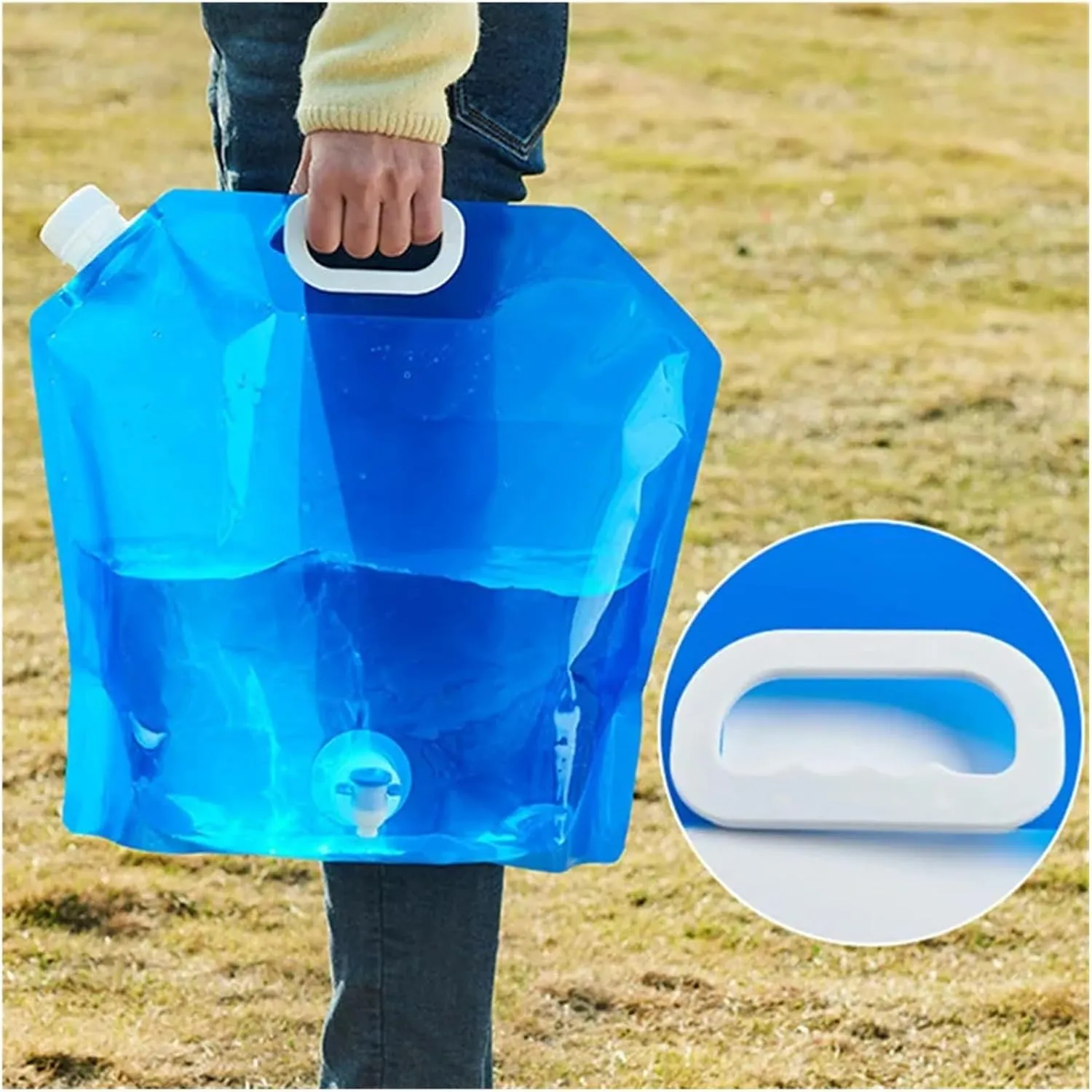 Folding Portable Bucket 5/10L Camping Bag Portable Folding Bucket Large Container Outdoor Travel Collapsible Pouch (Color : 5L Transparent)