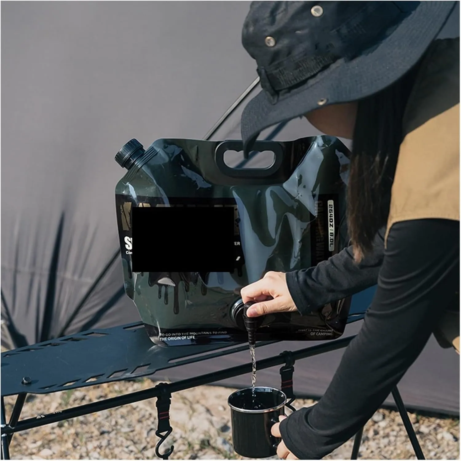 Folding Portable Bucket 8L Camping Bag Multipurpose Portable Container No Leakage Collapsible Pouch with Faucet Camping (Color : Brown)