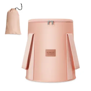 Foot Bath Basin 25L Large Collapsible Bucket,Portable Foldable Waterproof Foot Soak Tub with Handle, Multifunctional Travel Foot Spa Bag for Outdoor Travel, Camping, Fishing (Pink, With Lid)