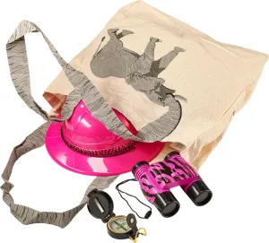 Forest & Twelfth Eco-Adventure Safari Explorer Set Camping Gear for Kids Includes Kids Safari Hat, Binoculars, Compass, Canvas – Camping/Tour Guide Toys to Inspire Young Explorers (Pink)