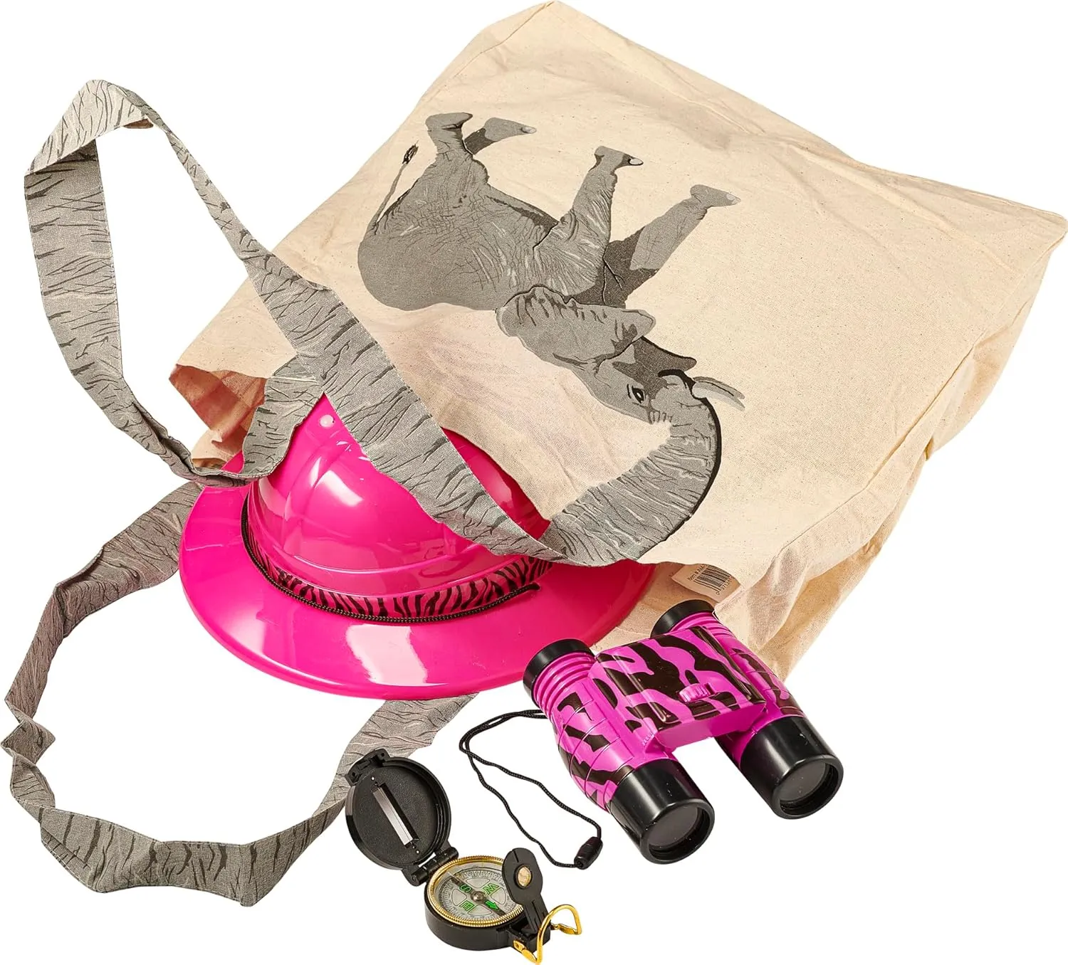 Forest & Twelfth Eco-Adventure Safari Explorer Set Camping Gear for Kids Includes Kids Safari Hat, Binoculars, Compass, Canvas – Camping/Tour Guide Toys to Inspire Young Explorers (Pink)