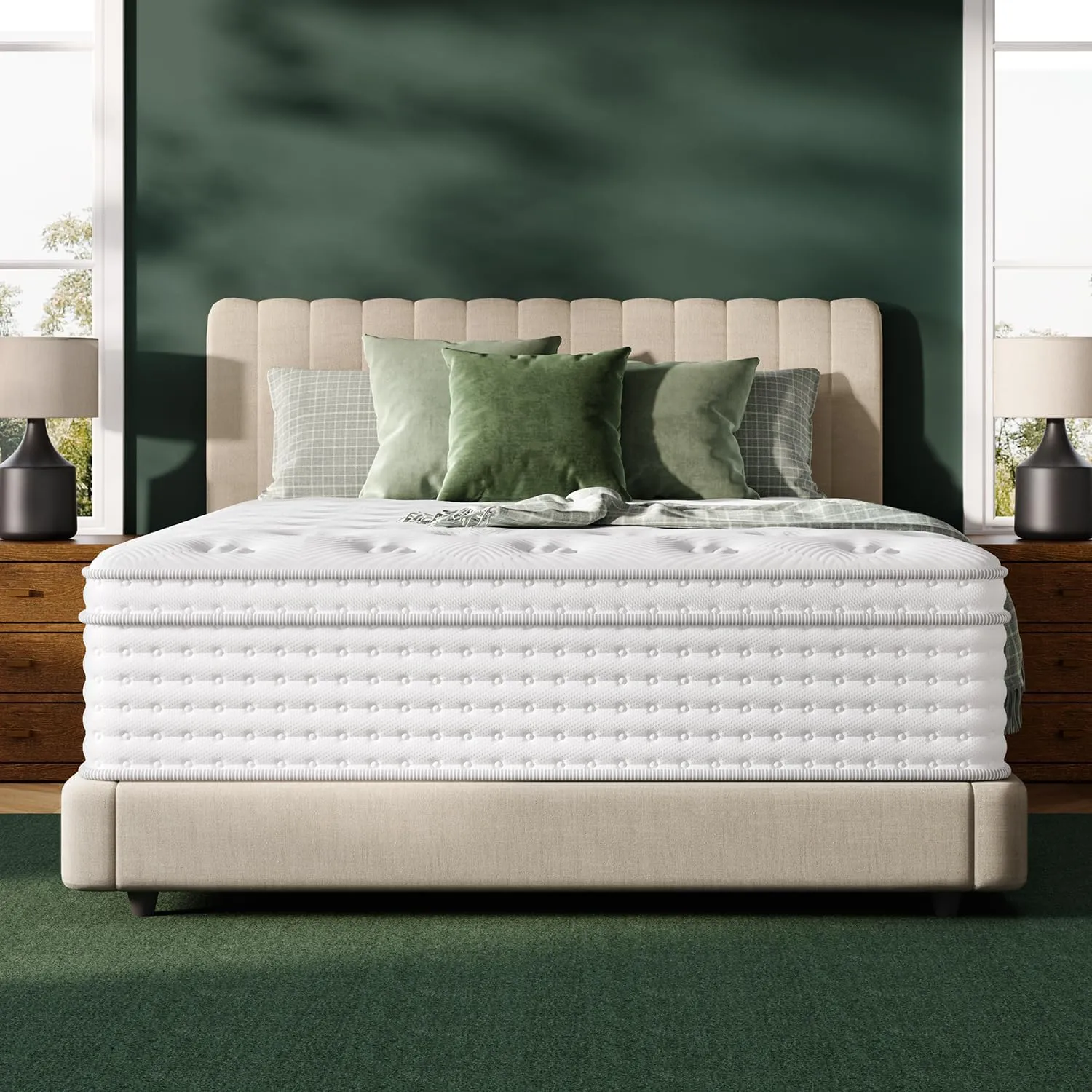 FP FLEXPEDIC Queen Mattress, 14 Inch Luxury Hybrid Mattresses, Fiberglass-Free Memory Foam Mattress in a Box, Individual Pocket Spring-Motion Isolation-Extra Edge Support,365 Nights Trial,CertiPUR-US
