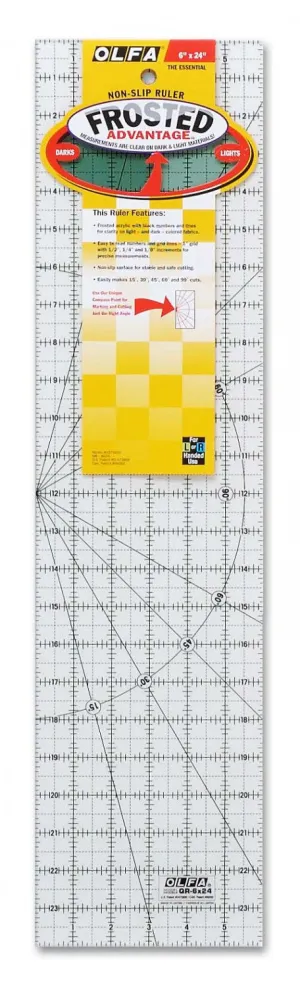 Frosted Acrylic Olfa Ruler 6x24-Sale Damaged Corner