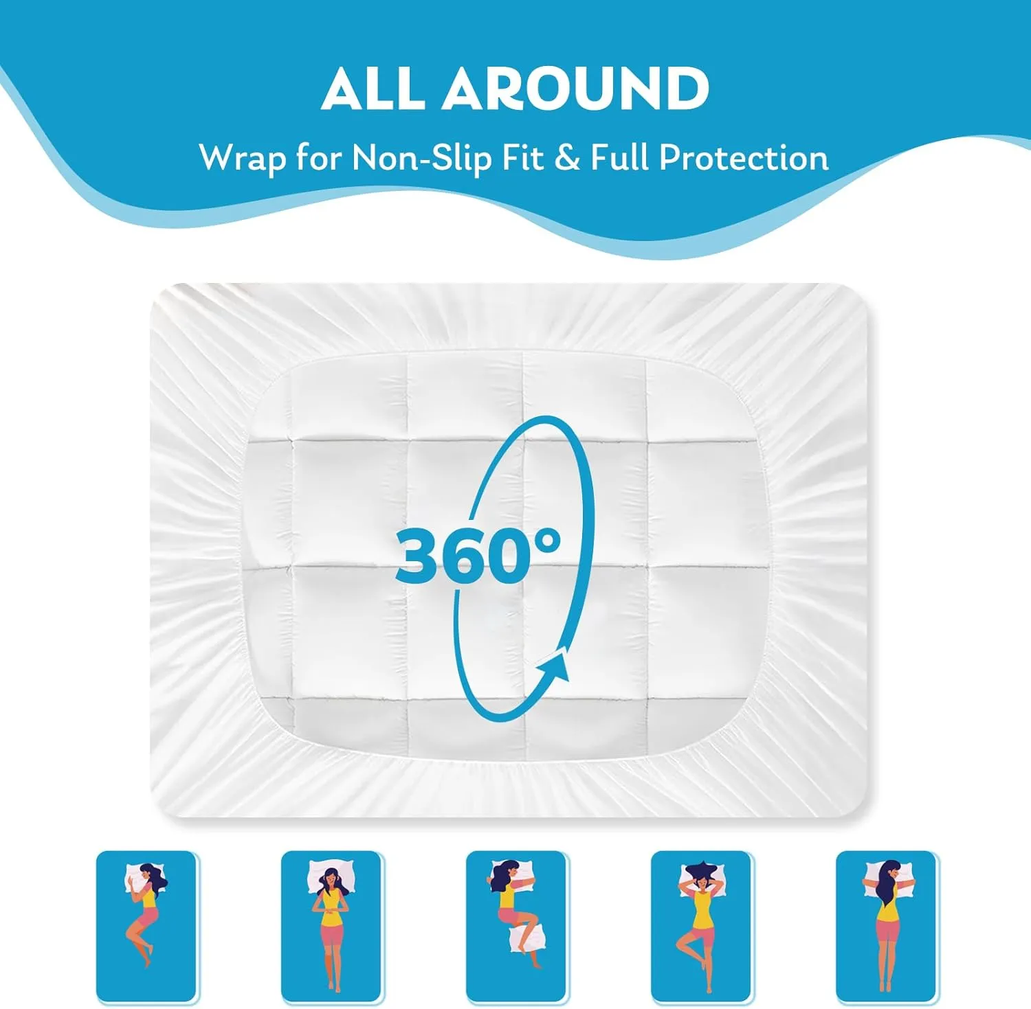 Full Mattress Topper, Extra Thick Mattress Pad Cover for Back Pain with Soft Down Alternative Fill, Cooling Breathable Pillow Top Protector with 8-21 Inch Deep Elastic Pocket (54x75 Inches, White)