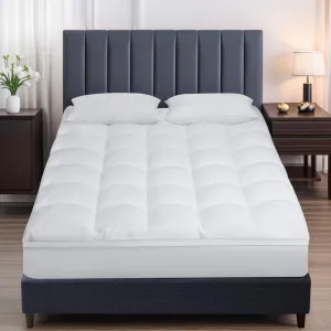 Full Mattress Topper, Extra Thick Mattress Pad Cover for Back Pain with Soft Down Alternative Fill, Cooling Breathable Pillow Top Protector with 8-21 Inch Deep Elastic Pocket (54x75 Inches, White)