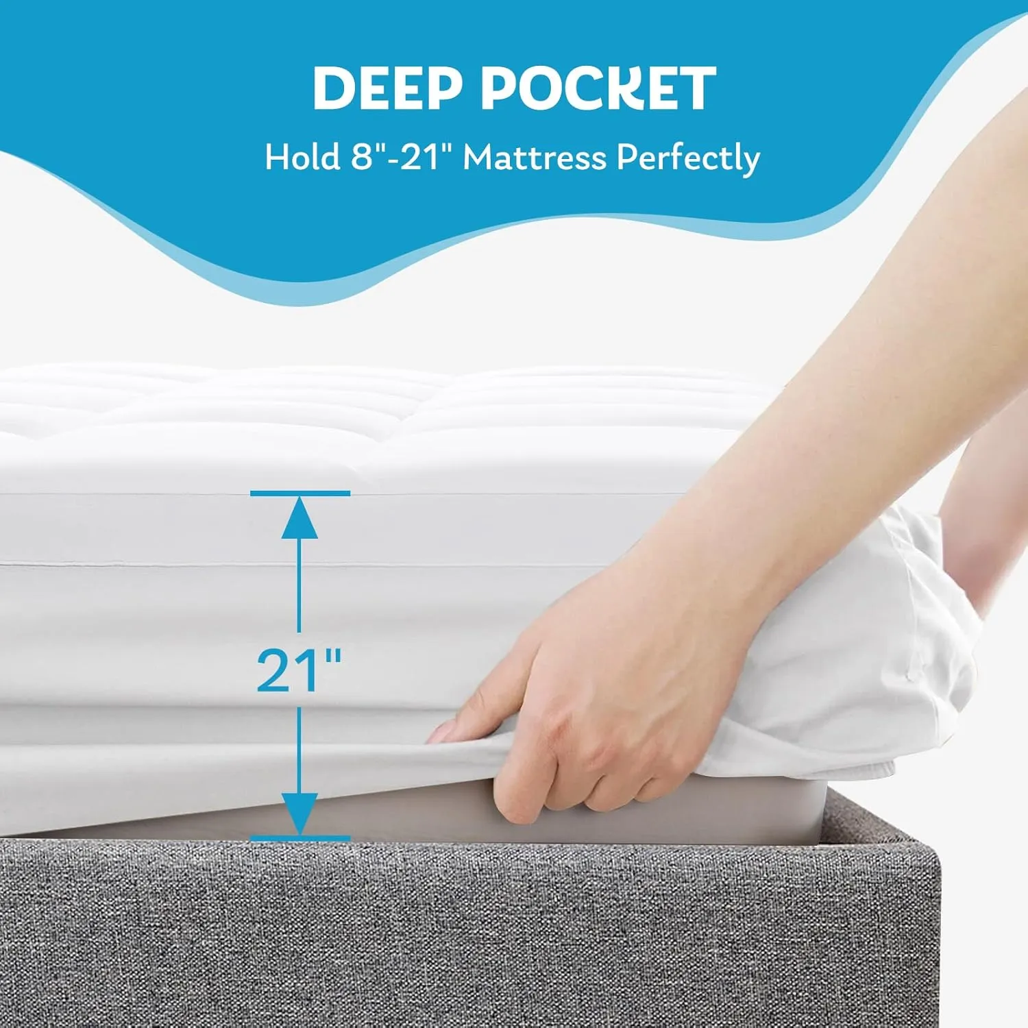 Full Mattress Topper, Extra Thick Mattress Pad Cover for Back Pain with Soft Down Alternative Fill, Cooling Breathable Pillow Top Protector with 8-21 Inch Deep Elastic Pocket (54x75 Inches, White)