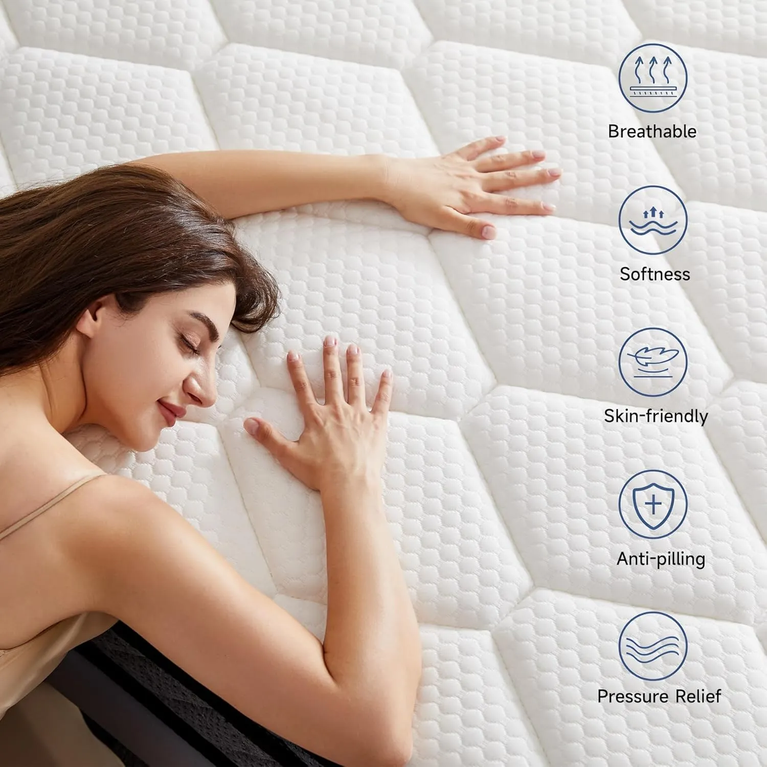 Full Mattress,10inch Thickness Mattress in A Box,Memory Foam Hybrid Mattress,with Individual Pocket Spring for Motion Isolation & Silent Sleep,Pressure Relief,Plush Texture.