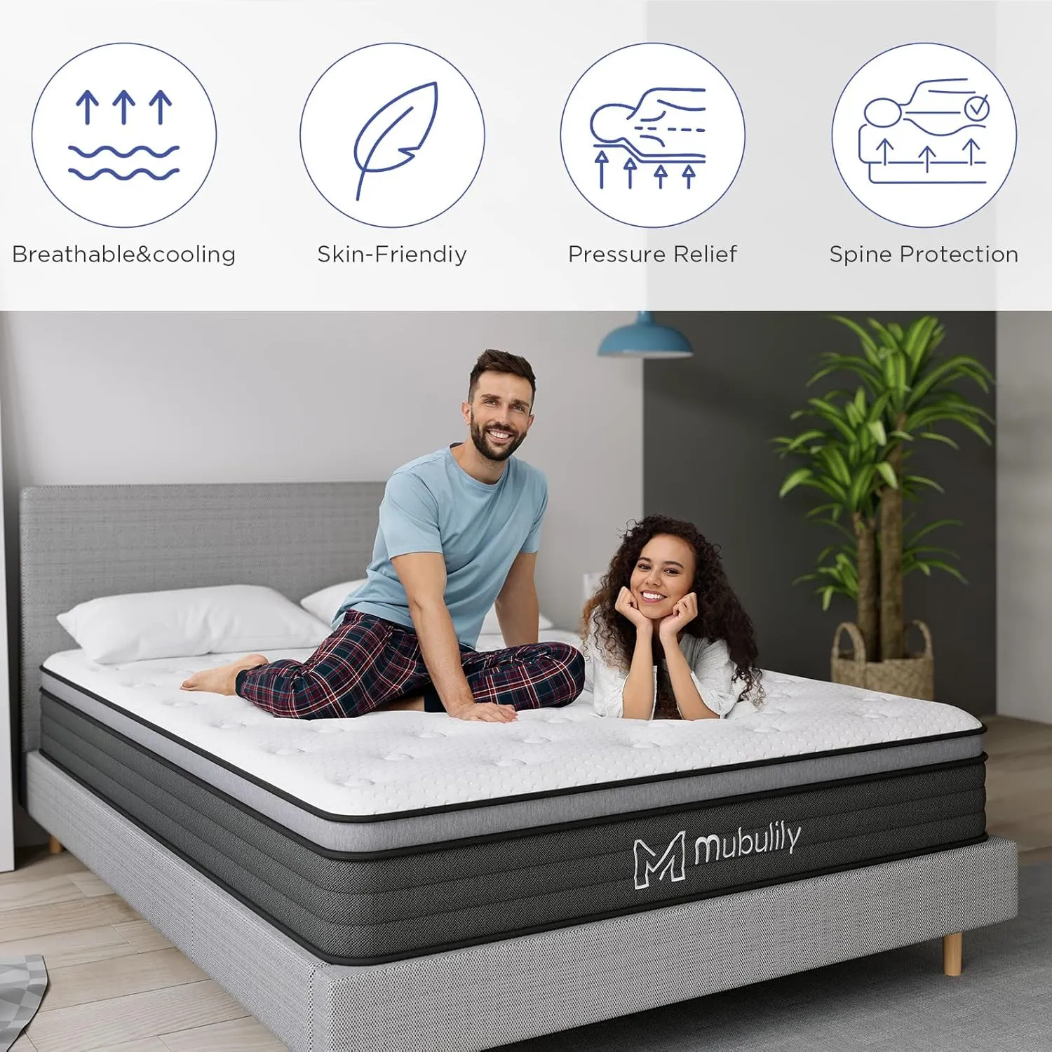 Full Mattress,8 Inch Hybrid Mattress in a Box with Gel Memory Foam,Motion Isolation Individually Wrapped Pocket Coils Mattress,Pressure Relief, Medium Firm Support,CertiPUR-US.