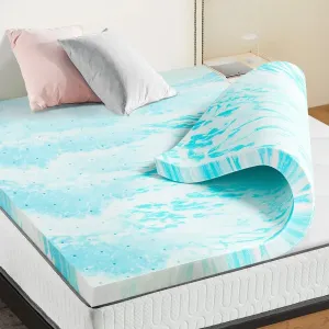 Full Size Gel Memory Foam Mattress Topper – Cooling & Breathable