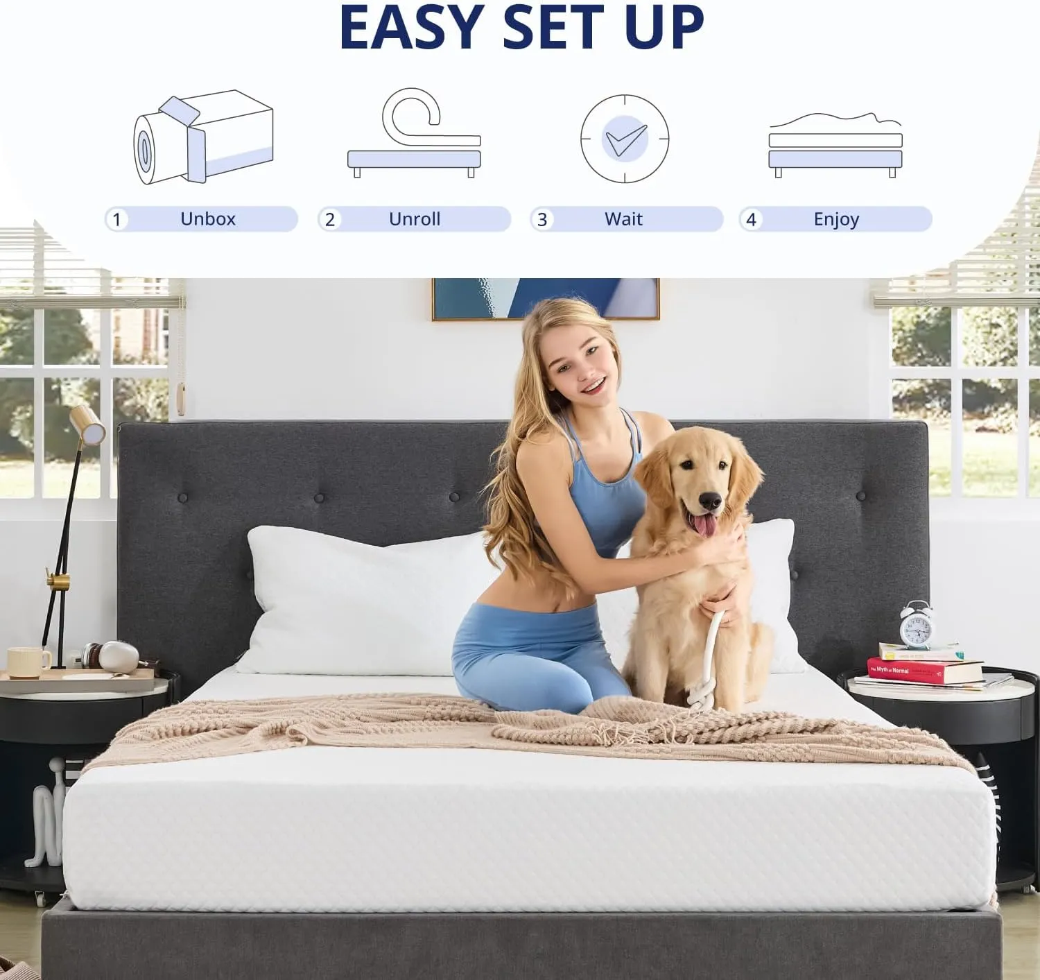 Full Size Mattress 8 Inch Green Tea Memory Foam Mattress for Cool Sleep & Pressure Relief, Fiberglass Free, Bed in a Box, Removable Washable Cover, CertiPUR-US Certified