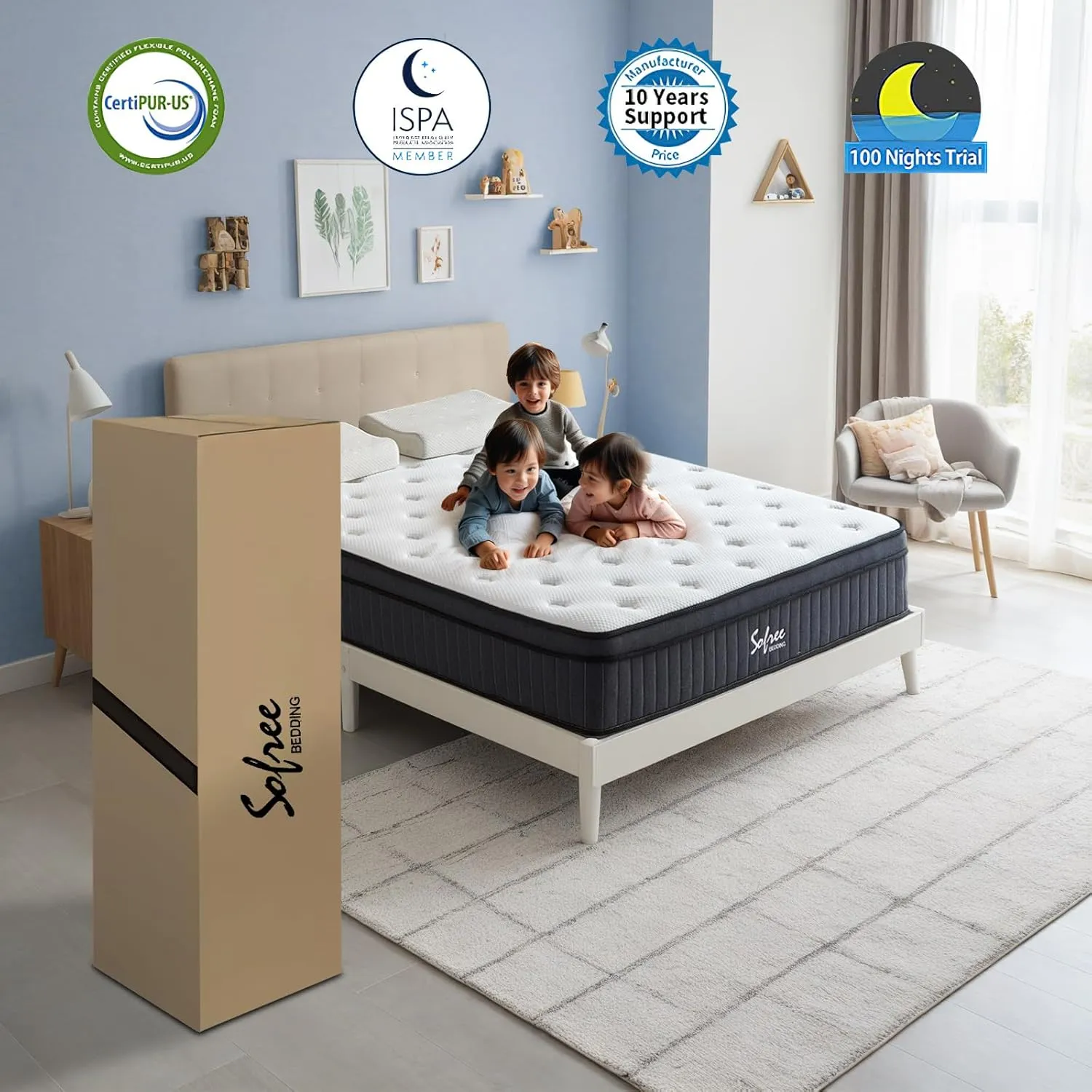 Full Size Mattresses, 12 Inch Memory Foam Hybrid Mattress, Pocket Spring Full Mattress in a Box for Motion Isolation, Strong Edge Support, Pressure Relief, Medium Firm, CertiPUR-US