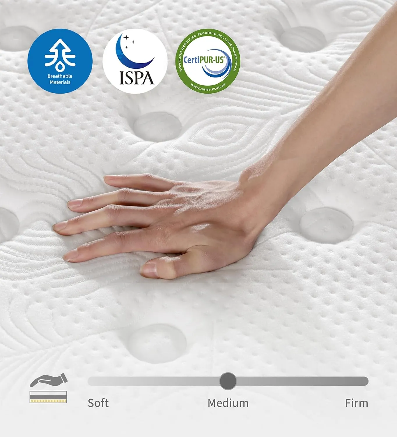 Full Size Mattresses,10 Inch Hybrid Full Mattress in a Box with Memory Foam & Individual Pocket Spring for Edge Support,Pressure Relief,Medium Firm White Full Mattress,CertiPUR-US.