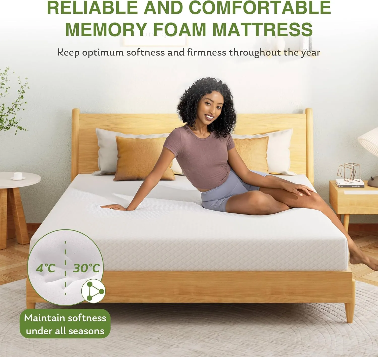 Full Size Memory Foam Mattress, 8 Inch Bed Mattress in A Box with Cooling Green Tea Gel, Pressure Relief with Medium Firm Support, CertiPUR-US Certified, 75''L x 54''W, ‎37.3 pounds White