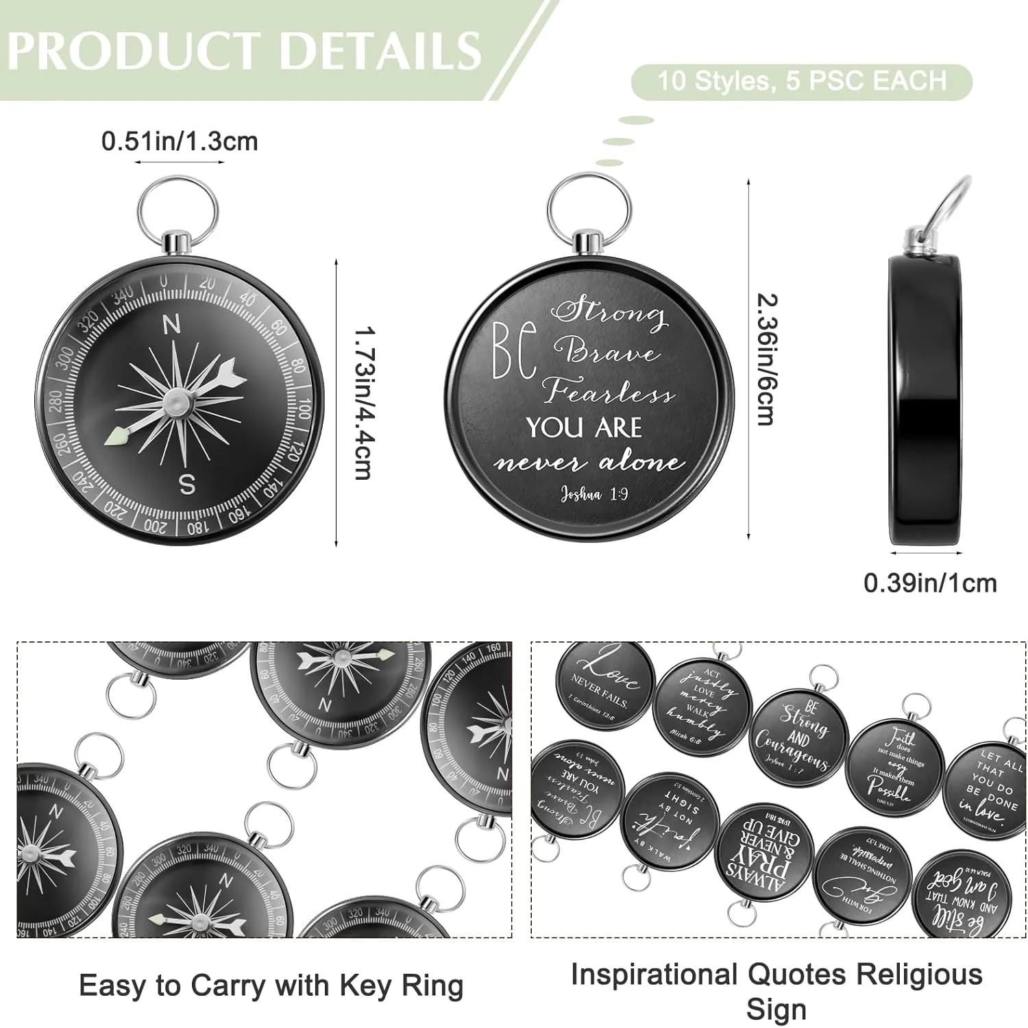 Fumete Christian Gift Compasses Hiking Scripture Religious Bible Vintage Gifts for Graduation Student Fathers Day Church Men Sunday School Teacher