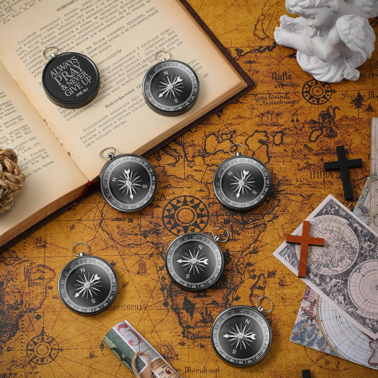 Fumete Christian Gift Compasses Hiking Scripture Religious Bible Vintage Gifts for Graduation Student Fathers Day Church Men Sunday School Teacher