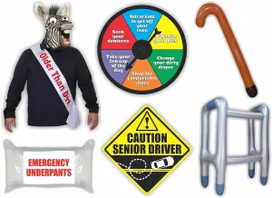 Funny Prank Gag Kit Set for Any Year Old Dad, Mom, Grandma, Grandpa, Men, Women & Even Teenagers, This Over Hill Retirement Joke for Old People Home and Office.