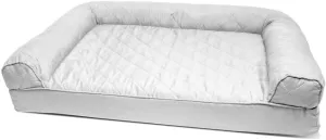 Furhaven Orthopedic Dog Bed for Medium/Small Dogs w/ Removable Bolsters & Washable Cover, For Dogs Up to 35 lbs - Quilted Sofa - Silver Gray, Medium