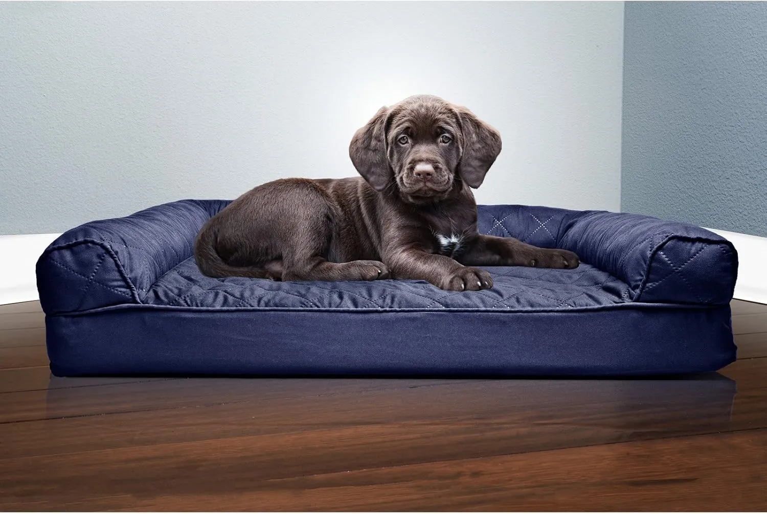 Furhaven Orthopedic Dog Bed for Medium/Small Dogs w/ Removable Bolsters & Washable Cover, For Dogs Up to 35 lbs - Quilted Sofa - Silver Gray, Medium