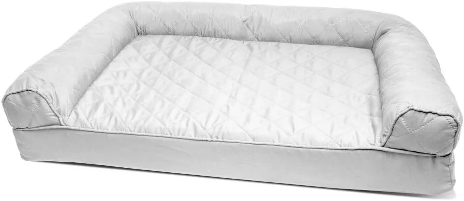 Furhaven Orthopedic Dog Bed for Medium/Small Dogs w/ Removable Bolsters & Washable Cover, For Dogs Up to 35 lbs - Quilted Sofa - Silver Gray, Medium