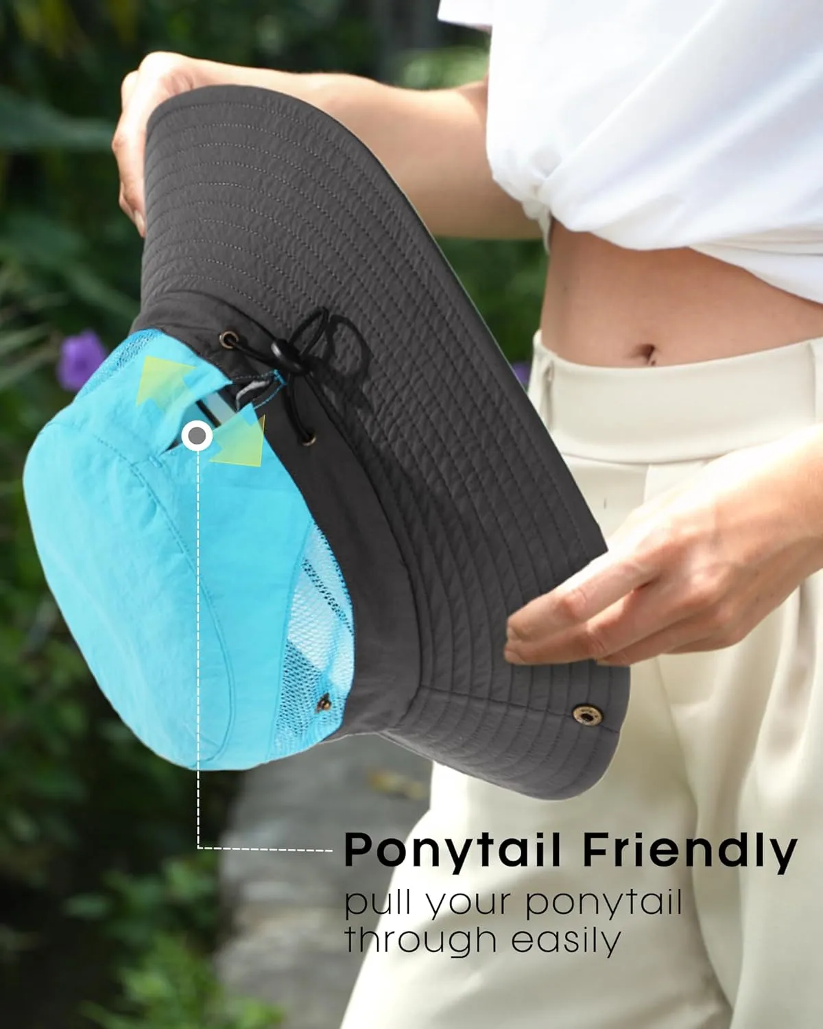 FURTALK Womens Sun Hat with Ponytail Hole Beach Hiking Summer Wide Brim UPF 80  Outdoor Protection Foldable Bucket Hat
