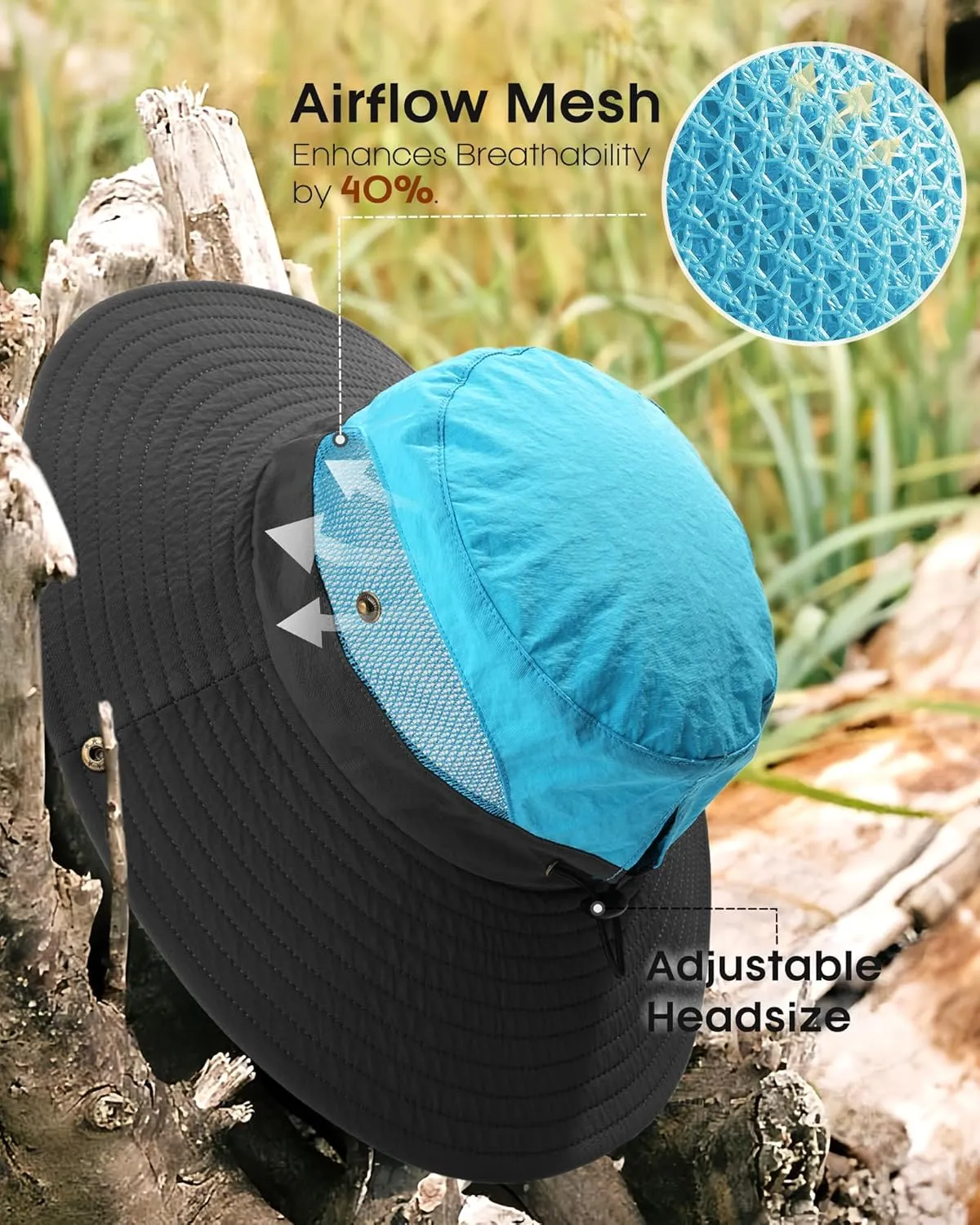 FURTALK Womens Sun Hat with Ponytail Hole Beach Hiking Summer Wide Brim UPF 80  Outdoor Protection Foldable Bucket Hat