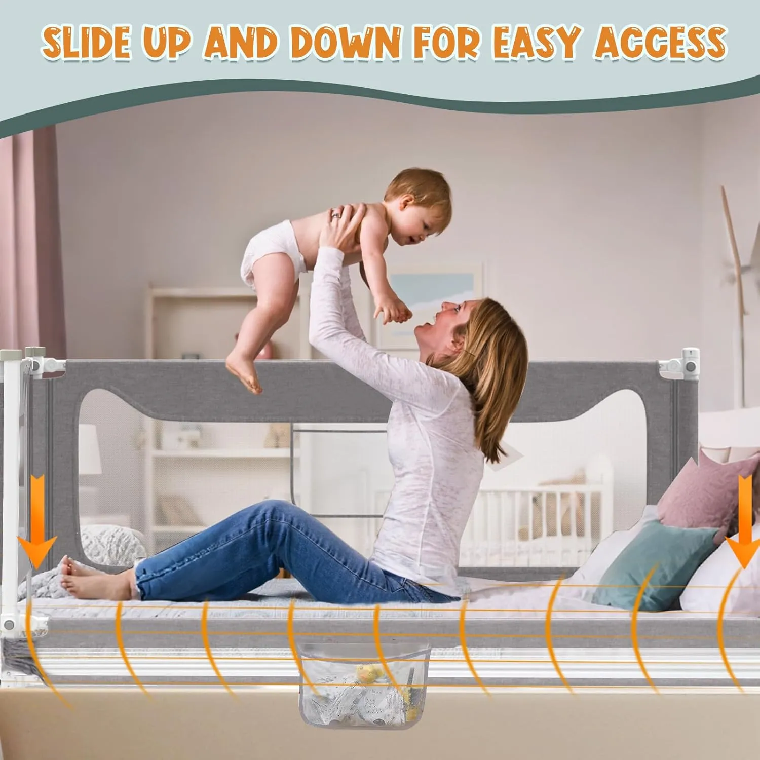 G TALECO GEAR Bed Rail for Toddlers, Stable Protective Bed Side Rails, Baby Bedrail Guard for Twin Full Queen & King Size Bed (60 Inch, 1 Piece)