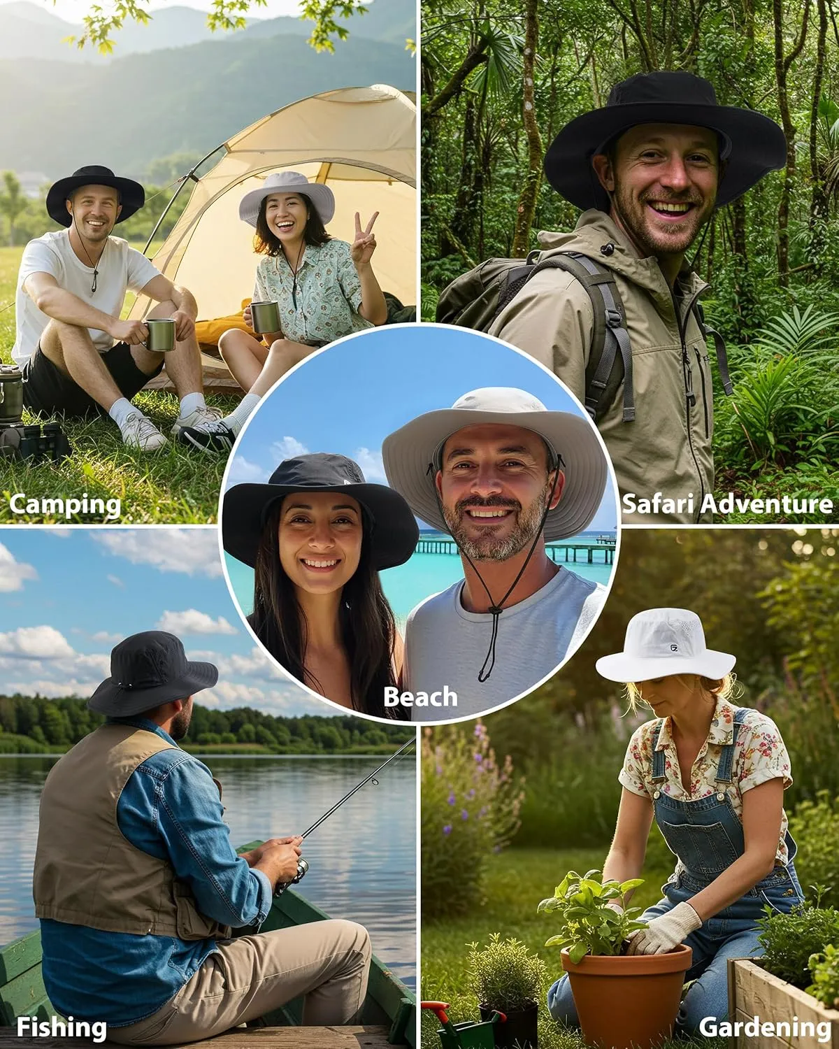 GADIEMKENSD UPF 50  UV Protection Bucket Hat with Windproof Strap, Breathable & Quick-Dry Sun Hat for Fishing Hiking Outdoor