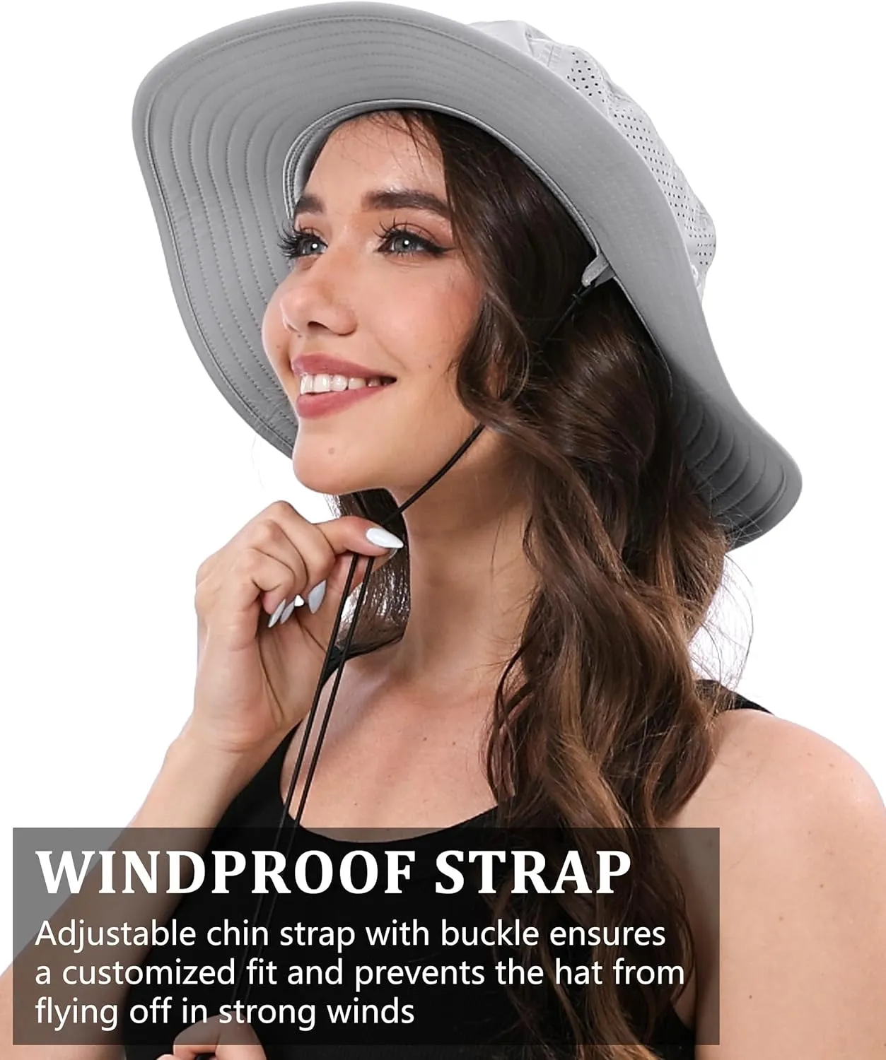 GADIEMKENSD UPF 50  UV Protection Bucket Hat with Windproof Strap, Breathable & Quick-Dry Sun Hat for Fishing Hiking Outdoor