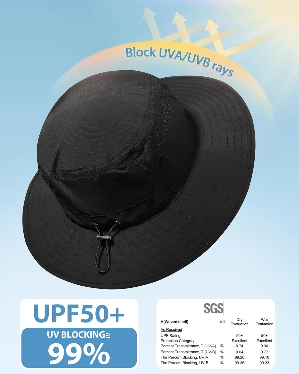 GADIEMKENSD UPF 50  UV Protection Bucket Hat with Windproof Strap, Breathable & Quick-Dry Sun Hat for Fishing Hiking Outdoor