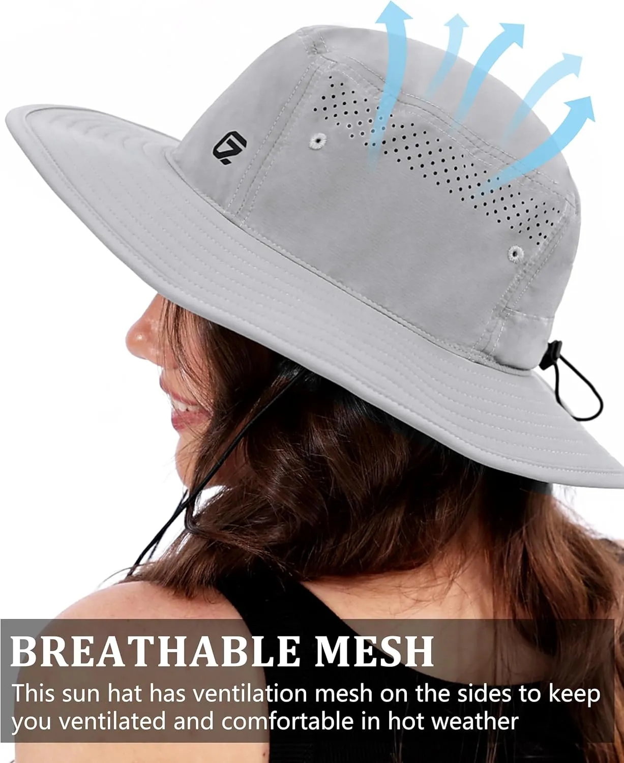 GADIEMKENSD UPF 50  UV Protection Bucket Hat with Windproof Strap, Breathable & Quick-Dry Sun Hat for Fishing Hiking Outdoor