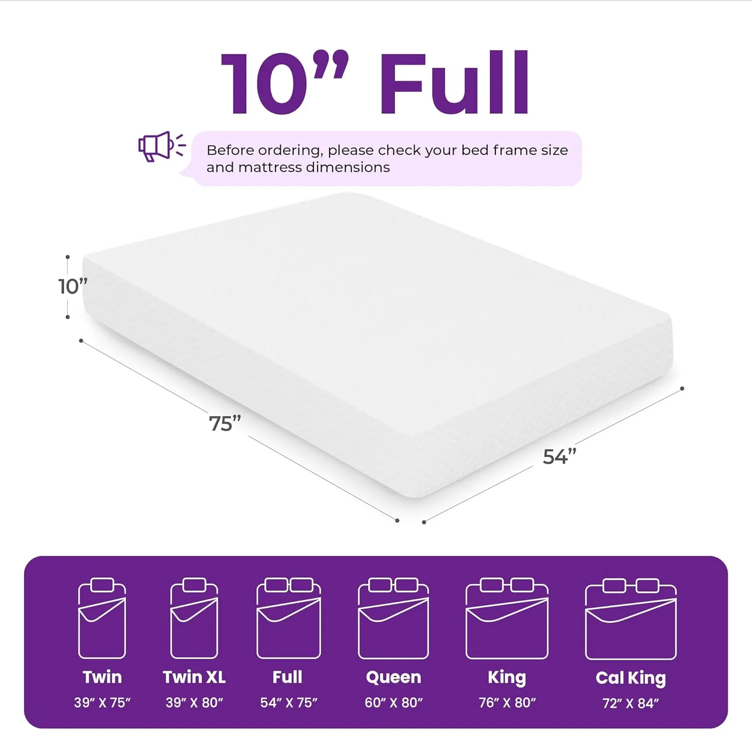 GAESTE 10 Inch Full Cooling Gel Memory Foam Medium Firm Mattress Breathable Pressure Relief CertiPUR-US Certified Foam, Mattress-in-a-Box for Kids and Adults No Fiberglass (Full, 10 in)