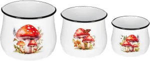 Ganz Indoor Outdoor Nesting Plant Succulent Herb Flower Pot 4 x 5 Inch Metal Woodland Mushrooms Assorted Set of 3