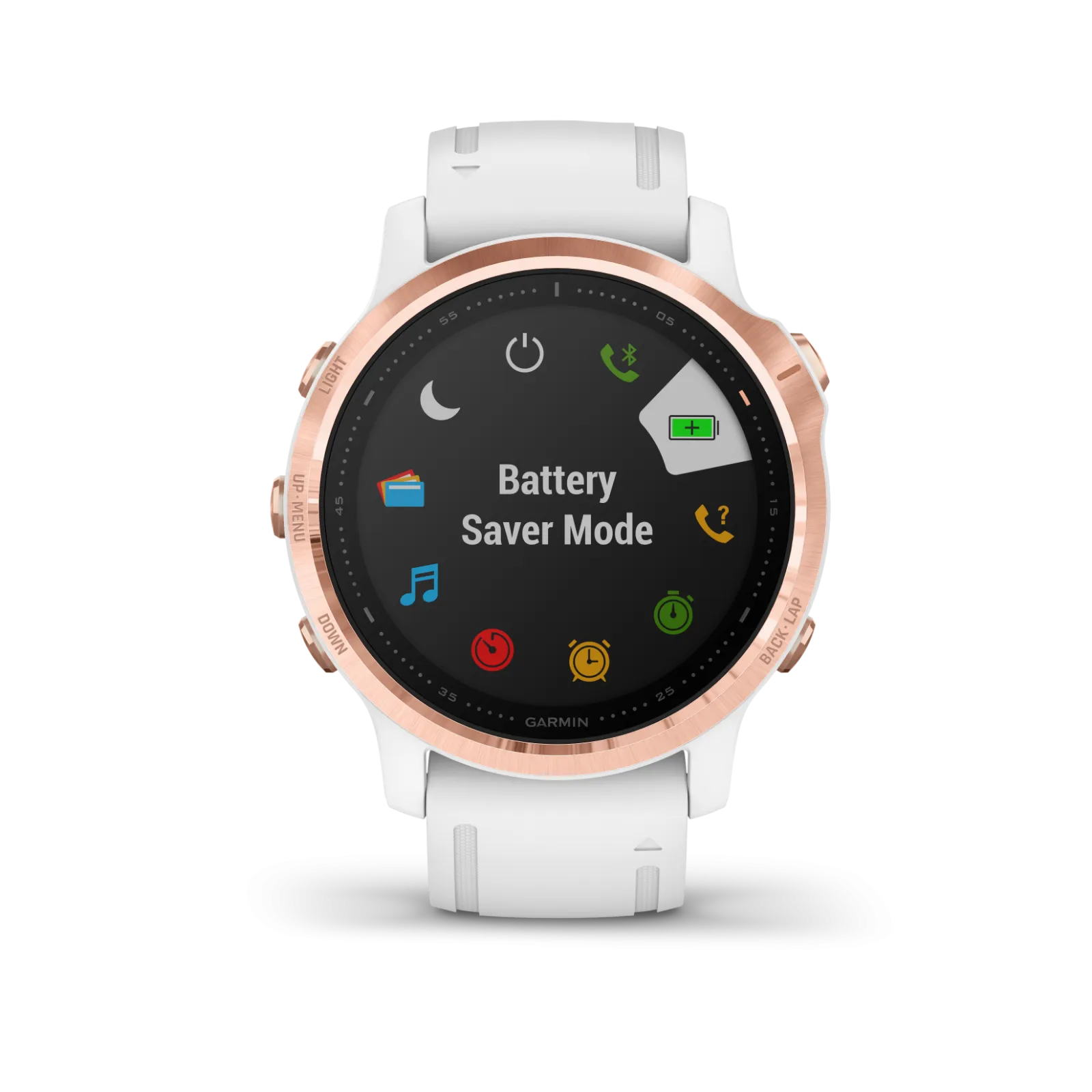Garmin Fenix 6S Rose Gold-tone with White Band GPS Watch with Wearable4U Power
