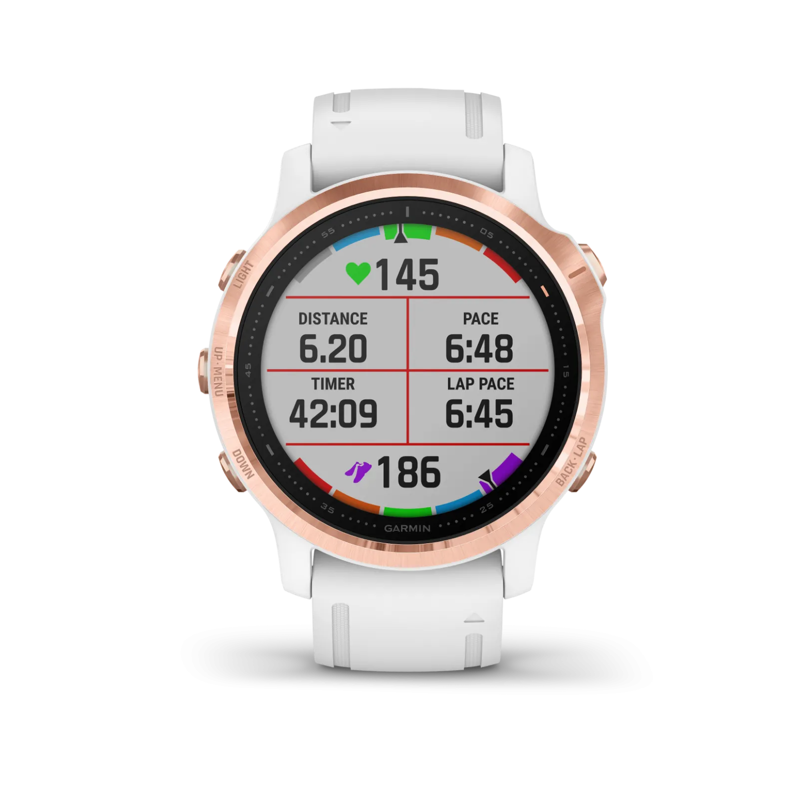 Garmin Fenix 6S Rose Gold-tone with White Band GPS Watch with Wearable4U Power