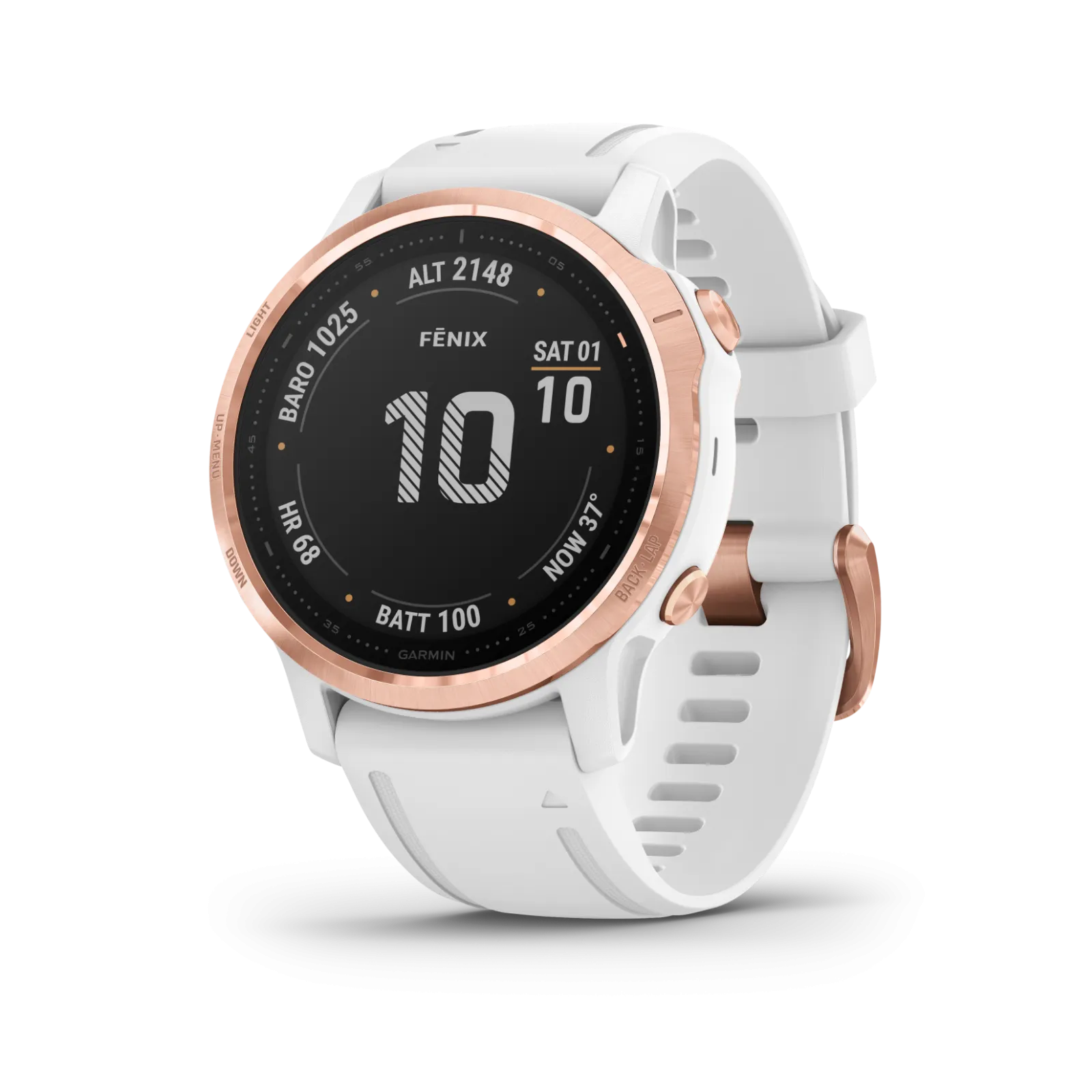 Garmin Fenix 6S Rose Gold-tone with White Band GPS Watch with Wearable4U Power