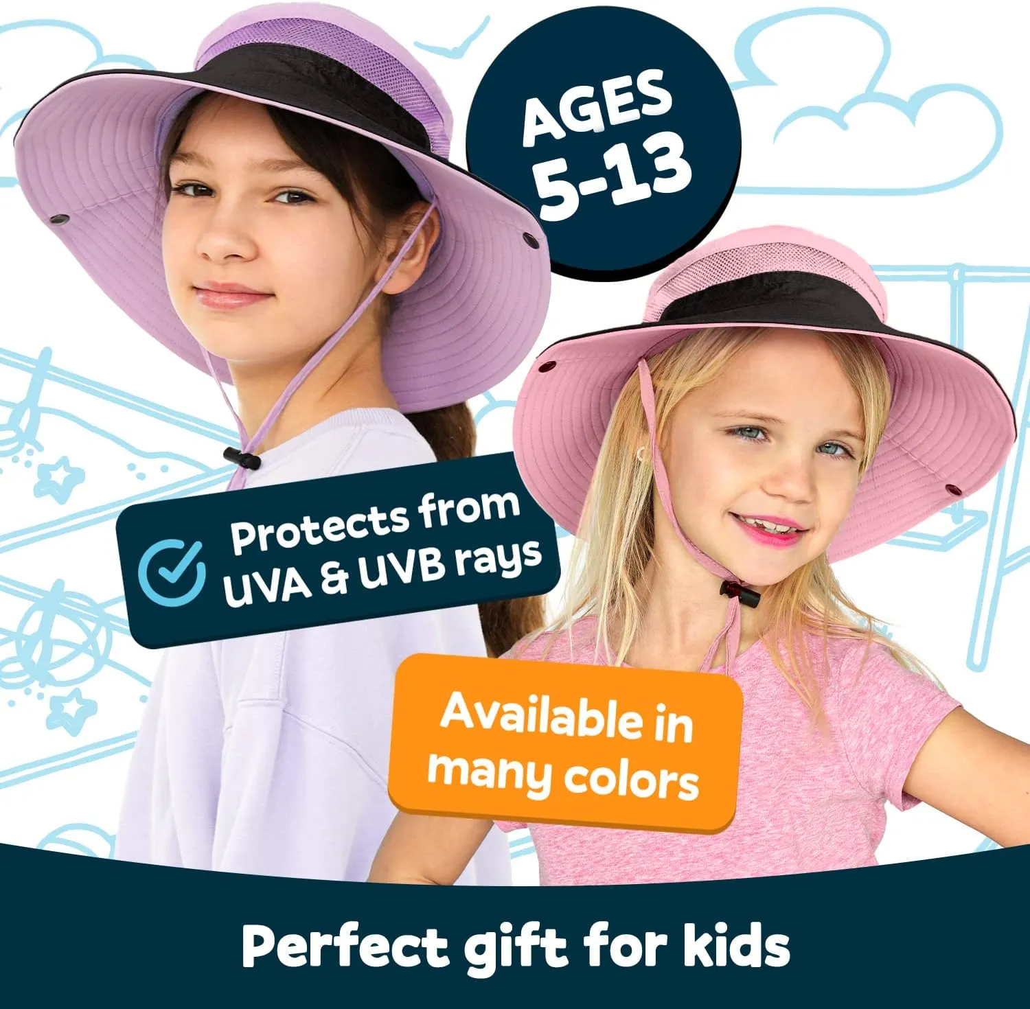 GearTOP Safari Hats for Kids UPF 50  Kids Sun Hats Boys & Girls Bucket Hat