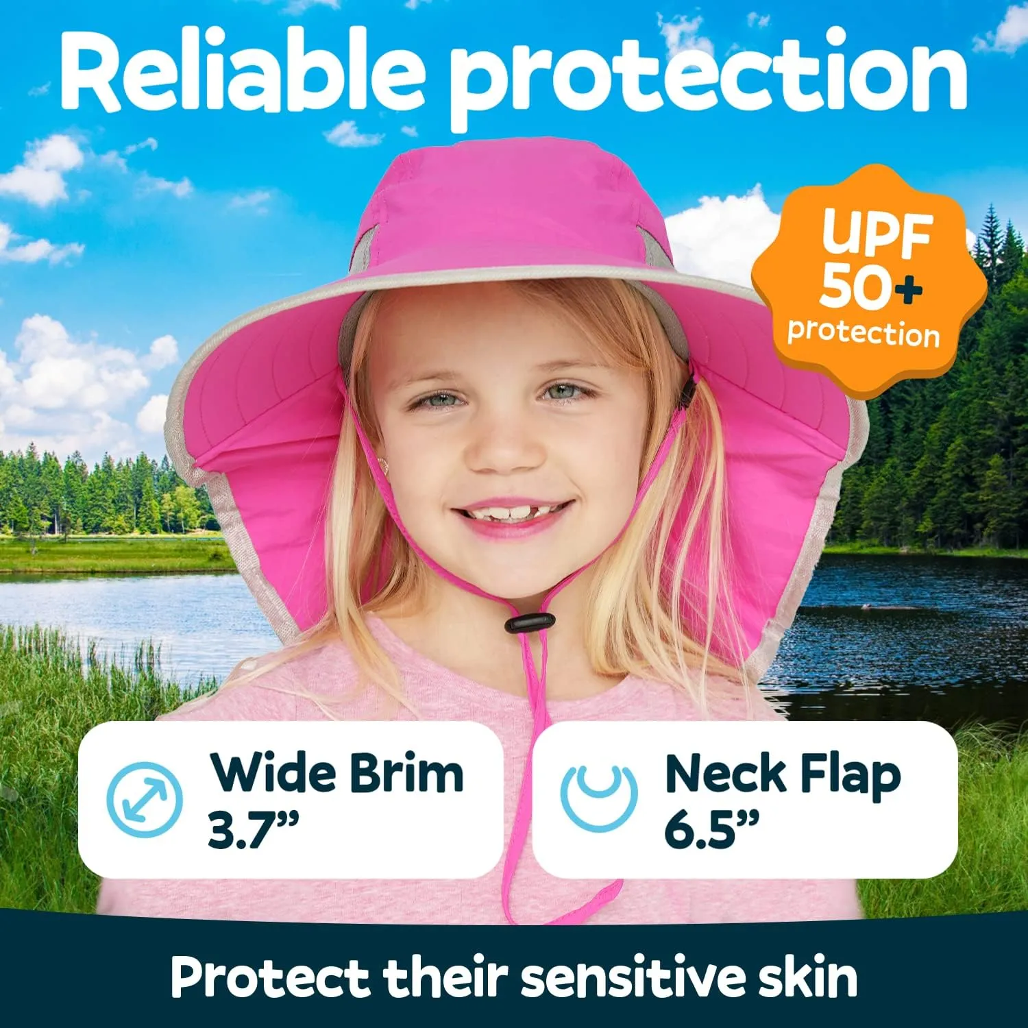 GearTOP Sun Hats for Kids UPF 50  Kids Sun Hat with Neck Flap Swim Hat for Boys & Girls
