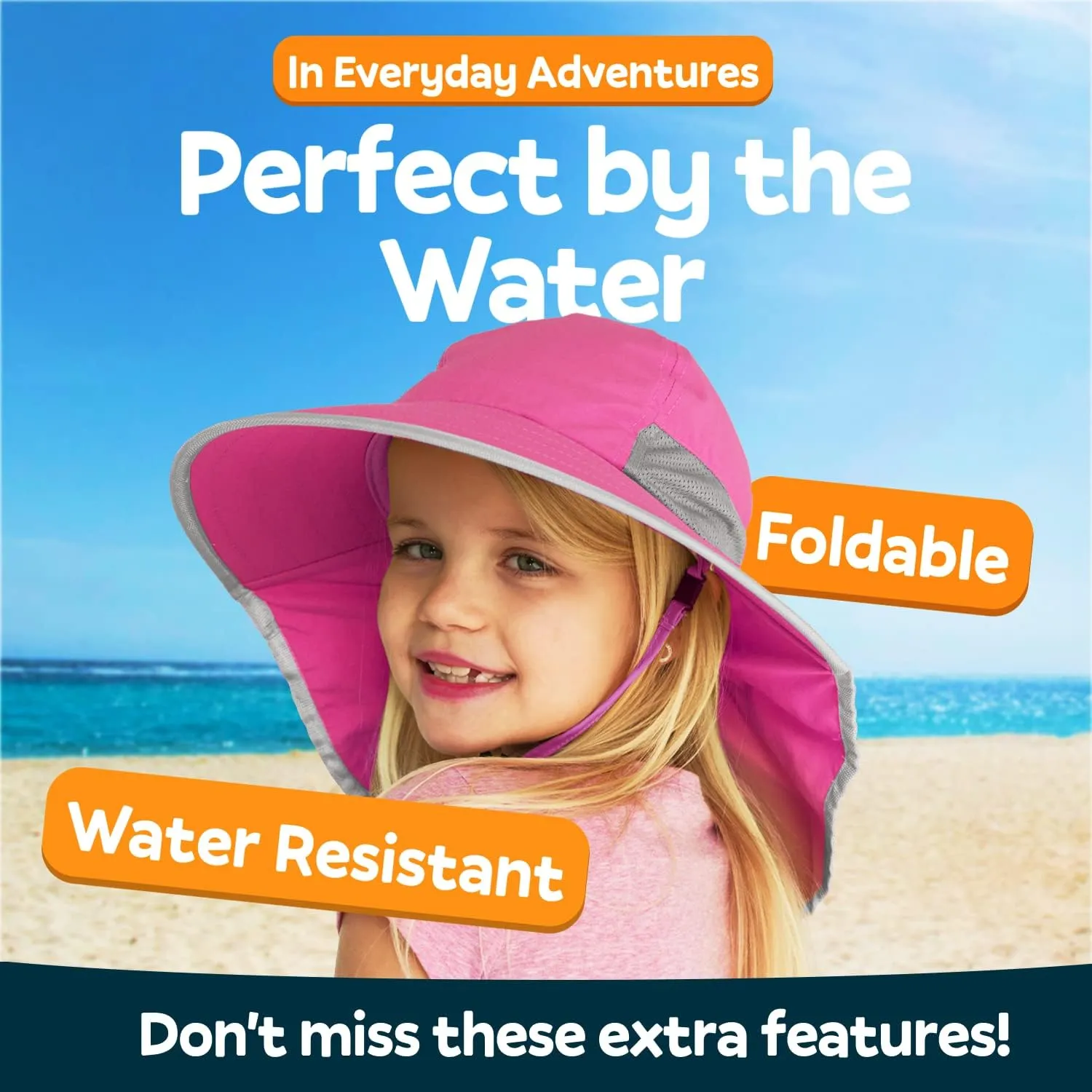 GearTOP Sun Hats for Kids UPF 50  Kids Sun Hat with Neck Flap Swim Hat for Boys & Girls