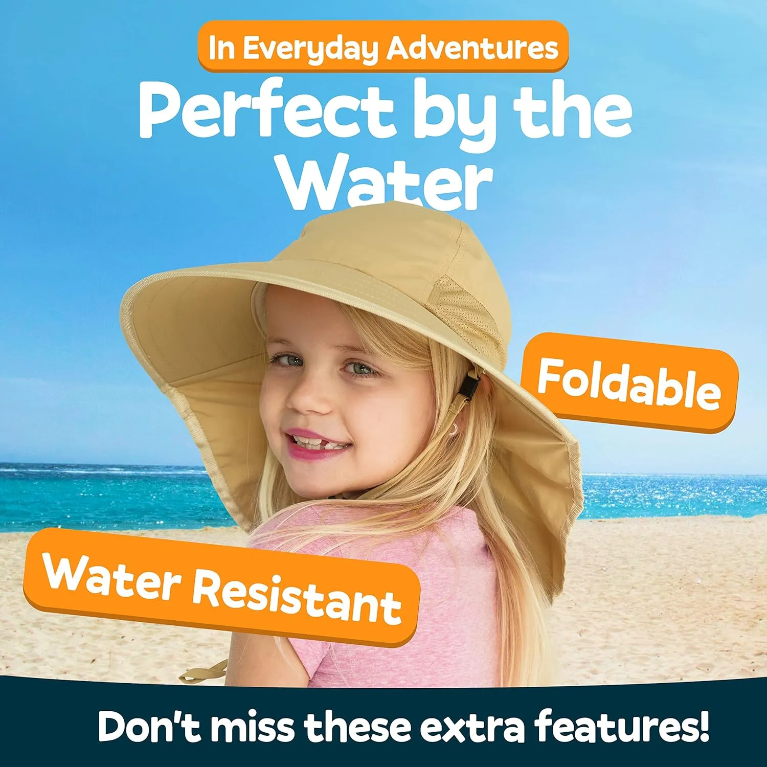 GearTOP Sun Hats for Kids UPF 50  Kids Sun Hat with Neck Flap Swim Hat for Boys & Girls