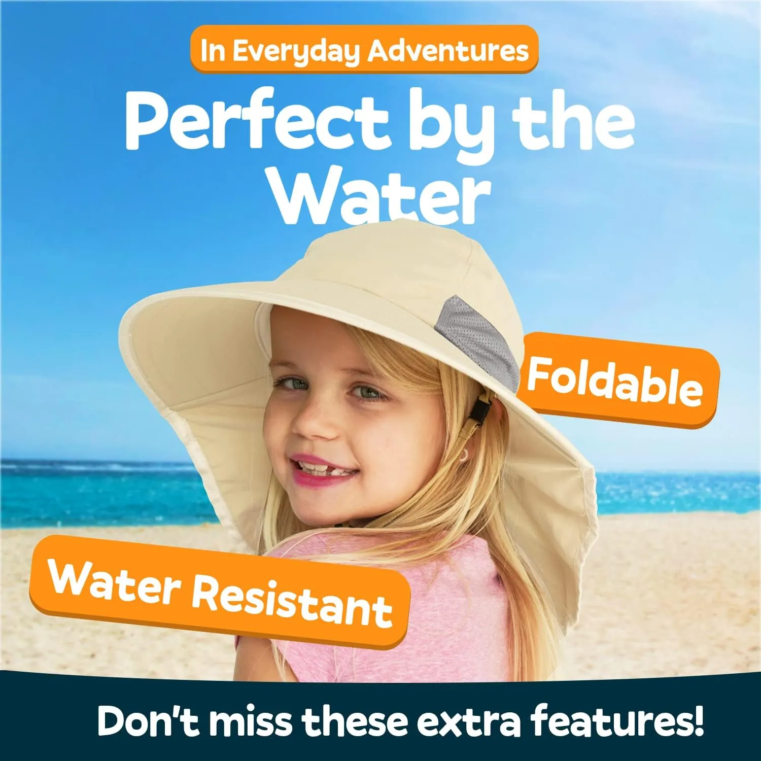 GearTOP Sun Hats for Kids UPF 50  Kids Sun Hat with Neck Flap Swim Hat for Boys & Girls