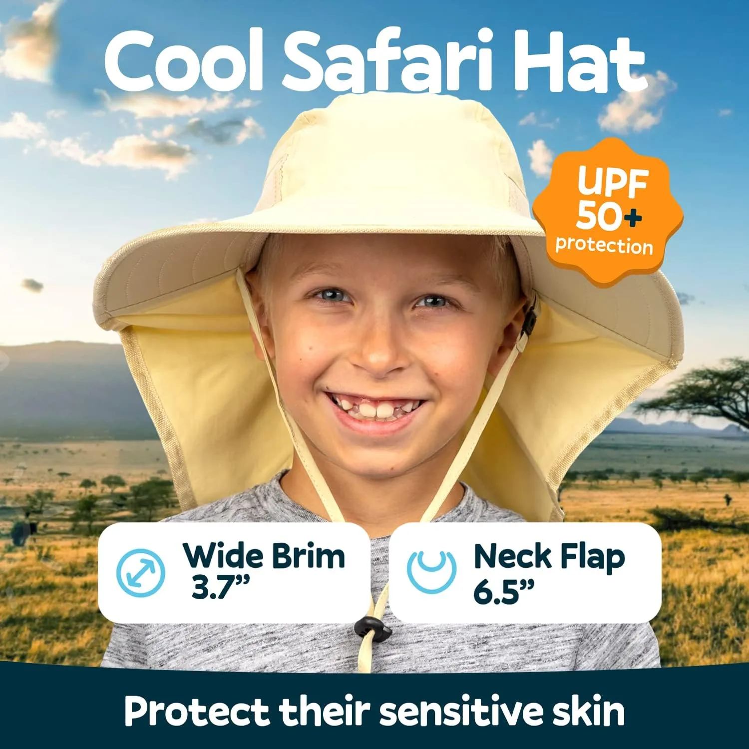GearTOP Sun Hats for Kids UPF 50  Kids Sun Hat with Neck Flap Swim Hat for Boys & Girls