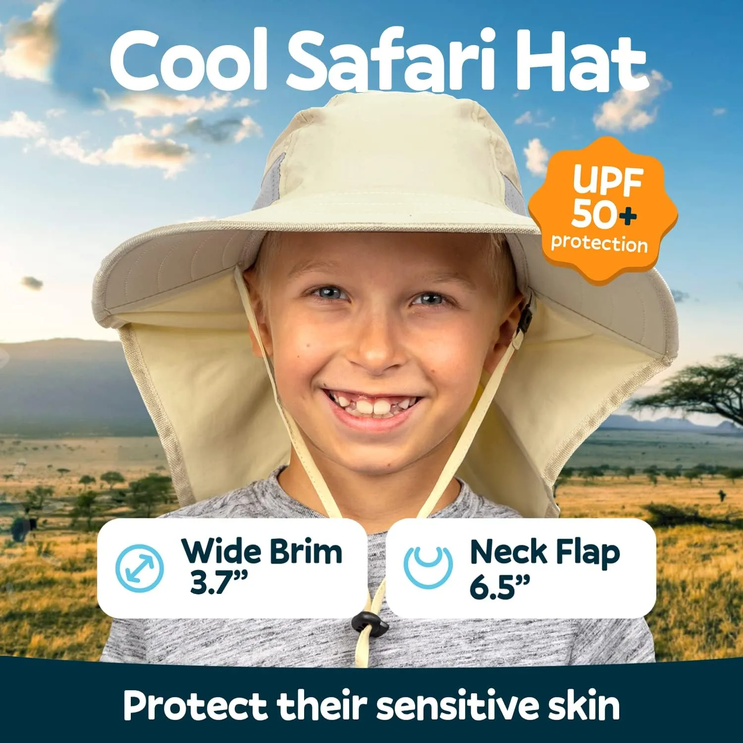 GearTOP Sun Hats for Kids UPF 50  Kids Sun Hat with Neck Flap Swim Hat for Boys & Girls