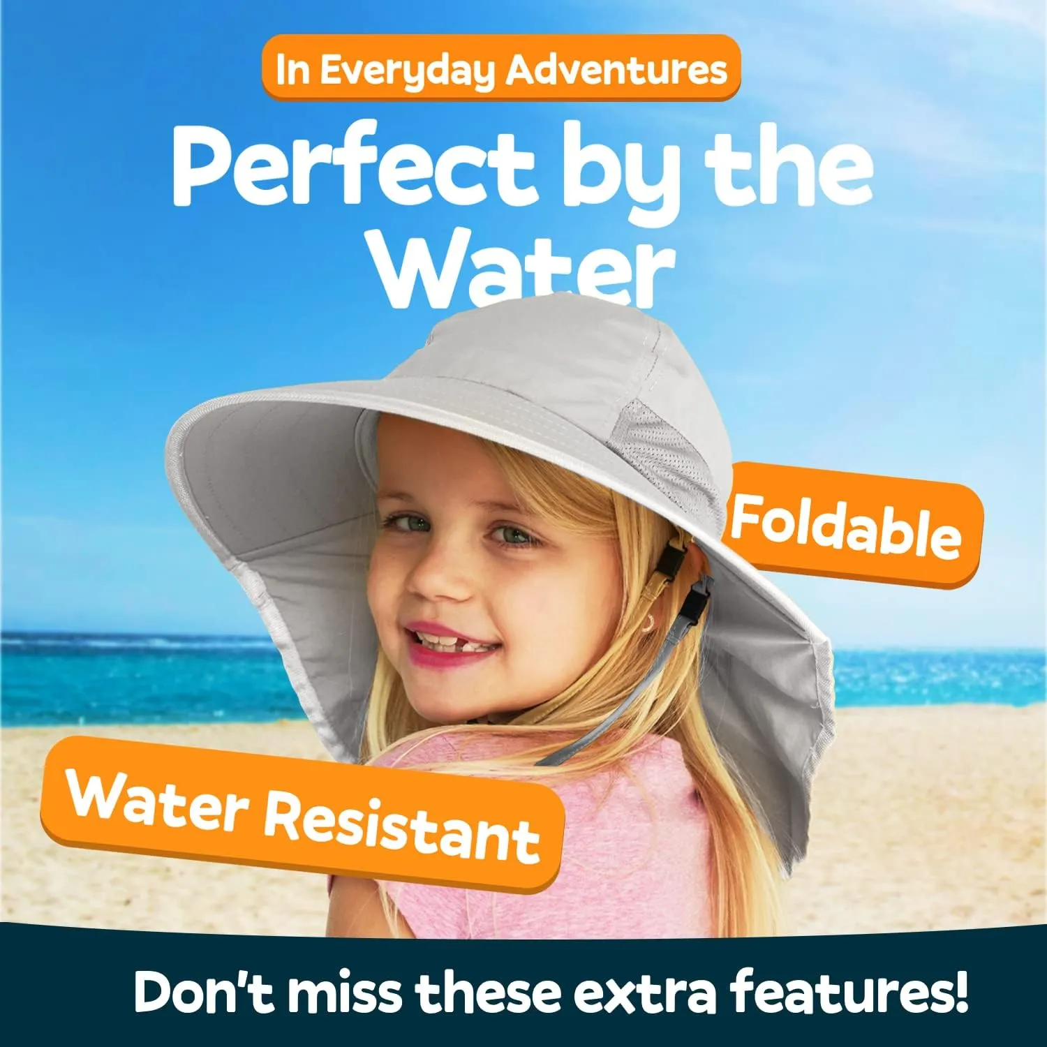 GearTOP Sun Hats for Kids UPF 50  Kids Sun Hat with Neck Flap Swim Hat for Boys & Girls