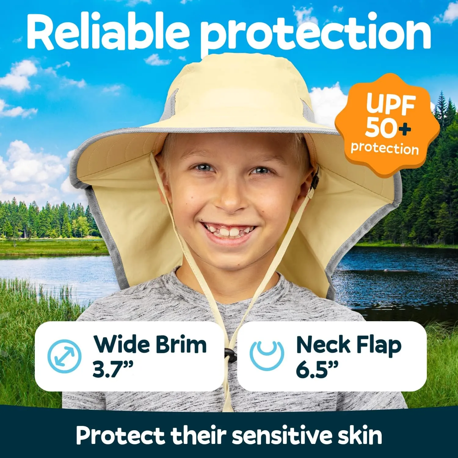 GearTOP Sun Hats for Kids UPF 50  Kids Sun Hat with Neck Flap Swim Hat for Boys & Girls