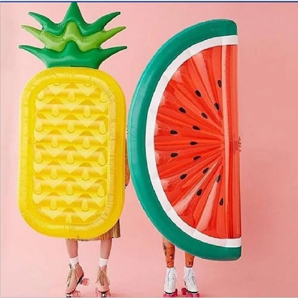 Giant Pool Float Mattress Water Toys Watermelon Pineapple Cactus Inflatable Beach Swimming Ring Lounge Fruit Floatie Air Mattress