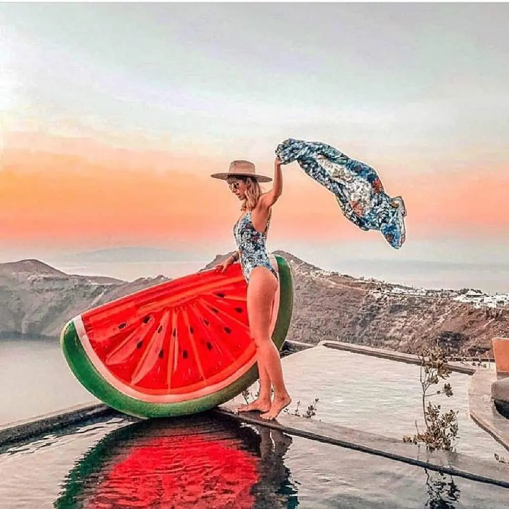 Giant Pool Float Mattress Water Toys Watermelon Pineapple Cactus Inflatable Beach Swimming Ring Lounge Fruit Floatie Air Mattress