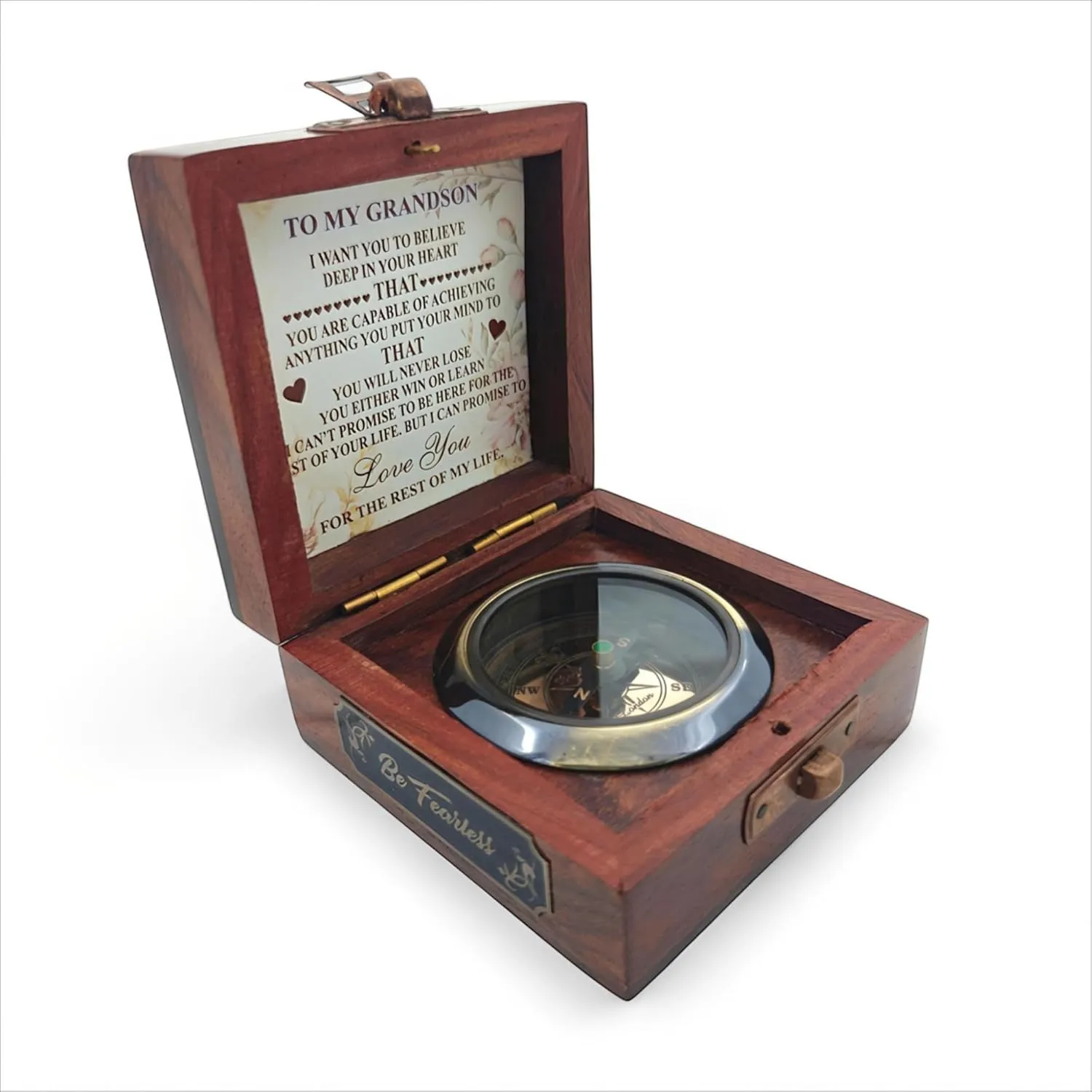 Gift for Son from Mom Dad | Grandson Brass Compass Engraved Quote | Memory Present to My Grandson Birthday, Baptism, Graduation, Confirmation, Love, Gift idea by Grandpa Grandma Nanny | Mom to Son
